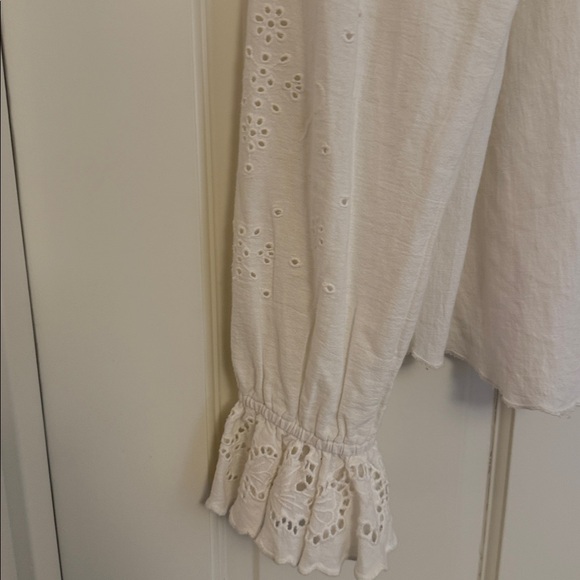 ba&sh White Eyelet Ruffle Button-Front Top - Picture 2 of 6